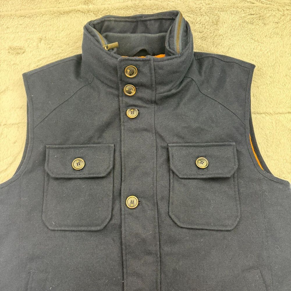 Rainforest Vest Mens L Navy Down Quilted Lined Membrane System Button Full Zip - Picture 2 of 11